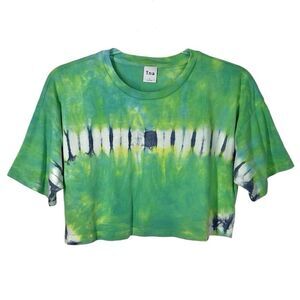 TNA Aritzia Green Tie Dye Crop Top Short Sleeve Small